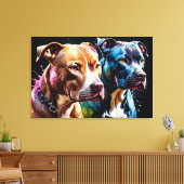 Twee Pit Bulls portret Canvas Afdruk (Insitu (Woonkamer))