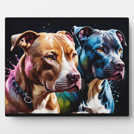 Twee Pit Bulls portret Fotoplaat (Voorkant)