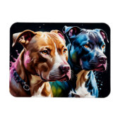 Twee Pit Bulls portret Magneet (Horizontaal)