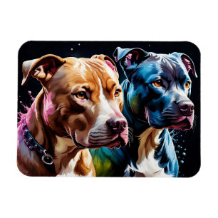 Twee Pit Bulls portret Magneet