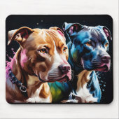 Twee Pit Bulls portret Muismat (Voorkant)