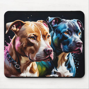 Twee Pit Bulls portret Muismat
