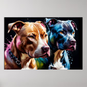 Twee Pit Bulls portret Poster (Voorkant)
