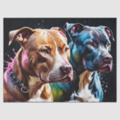 Twee Pit Bulls portret Tissuepapier (Voorkant)