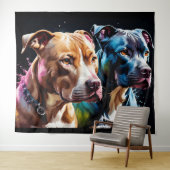 Twee Pit Bulls portret Wandkleed (In Situ (horizontaal))