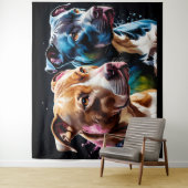 Twee Pit Bulls portret Wandkleed (In situ)
