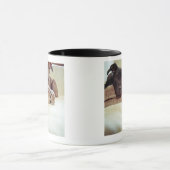 Twee pit-stieren die binnen zitten, close-up mok (Midden)