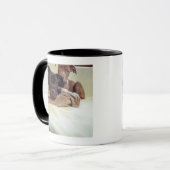 Twee pit-stieren die binnen zitten, close-up mok (Voorkant links)