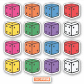 Twee pitten - Meerkleurige dobbelstenen Sticker (Voorkant)