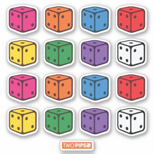 Twee pitten - Meerkleurige dobbelstenen Sticker (Voorkant)