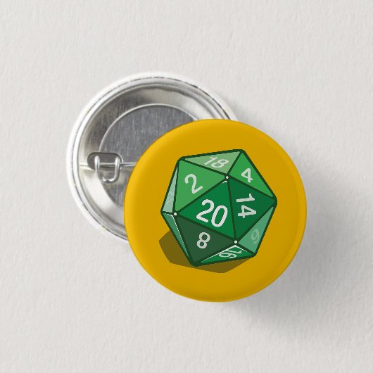 Twee pixels - Groene D20 Ronde Button 3,2 Cm (Voorkant /achterkant)