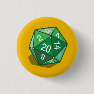 Twee pixels - groene D20 Ronde Button 3,2 Cm
