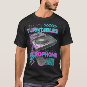 Twee Platenspelers en microfoon Retro 80s Vinyl DJ T-shirt