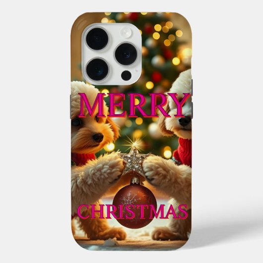 TWEE POEDELS VIEREN KERST Case-Mate iPhone CASE (Achterkant)