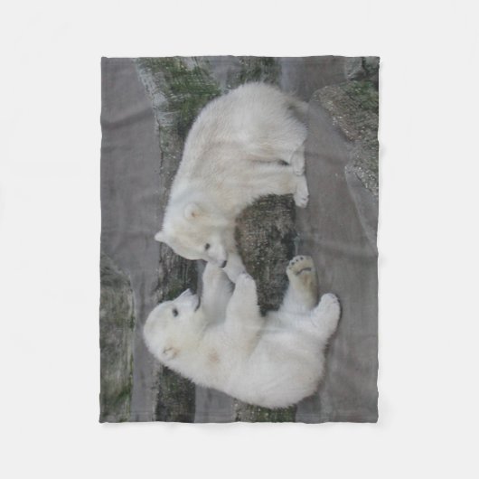 Twee Polaire Beren Cubs Fleece Deken (Voorkant)