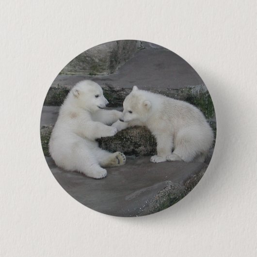 Twee Polaire Beren Cubs Ronde Button 5,7 Cm (Voorkant)