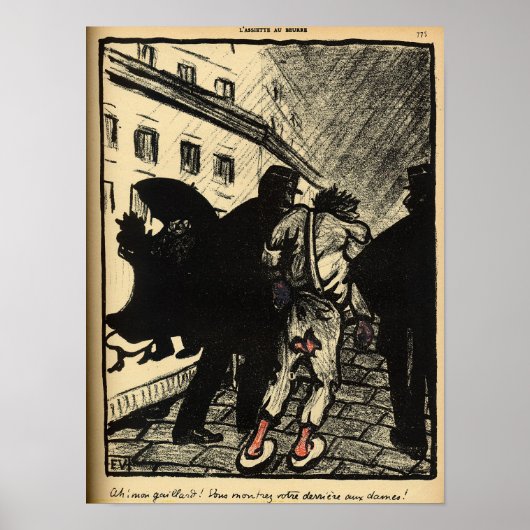 Twee politieagenten nemen een tramp weg die in de  poster (Voorkant)