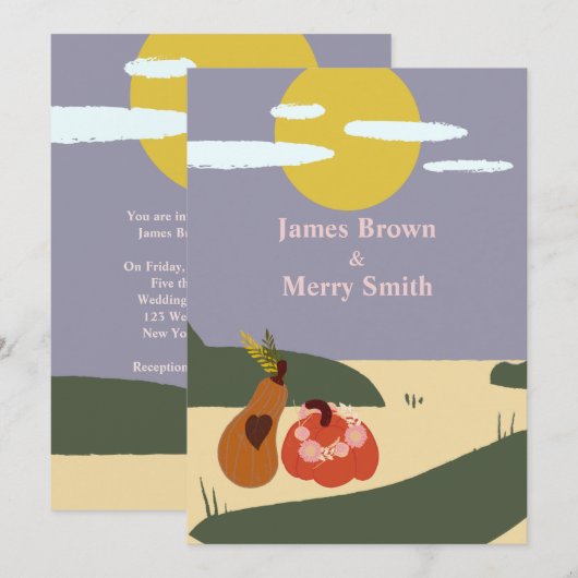 Twee pomkins Beach Sun Wedding Kaart (Voorkant / Achterkant)