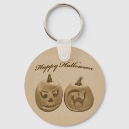 Twee Pompoen Gelukkig Halloween Sleutelhanger