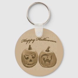 Twee Pompoen Gelukkig Halloween Sleutelhanger