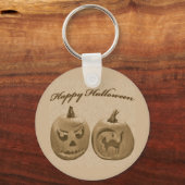 Twee Pompoen Gelukkig Halloween Sleutelhanger (Voorkant)