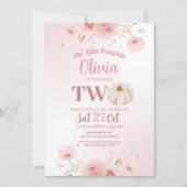 Twee Pompoen Meisjes Roze Verjaardagsfeestje Herfs Kaart (Voorkant)