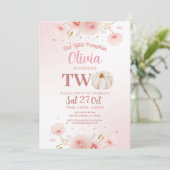 Twee Pompoen Meisjes Roze Verjaardagsfeestje Herfs Kaart (Staand voorkant)