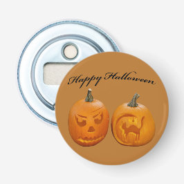 Twee Pompoenen Gelukkig Halloween Button Flesopener