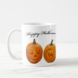 Twee Pompoenen Gelukkig Halloween Koffiemok