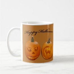 Twee Pompoenen Gelukkig Halloween Koffiemok