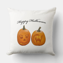 Twee Pompoenen Gelukkig Halloween Kussen