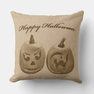 Twee Pompoenen Gelukkig Halloween Kussen