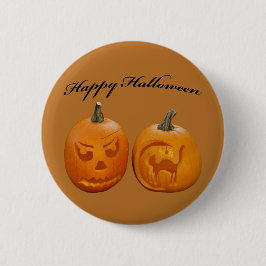 Twee Pompoenen Gelukkig Halloween Ronde Button 5,7 Cm