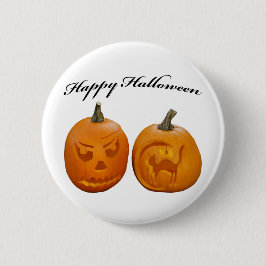 Twee Pompoenen Gelukkig Halloween Ronde Button 5,7 Cm