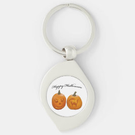 Twee Pompoenen Gelukkig Halloween Sleutelhanger