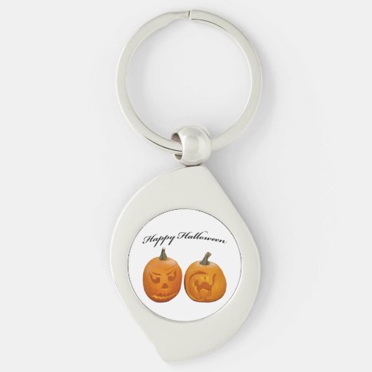 Twee Pompoenen Gelukkig Halloween Sleutelhanger (Voorkant)