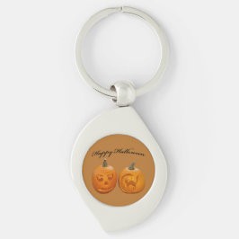 Twee Pompoenen Gelukkig Halloween Sleutelhanger