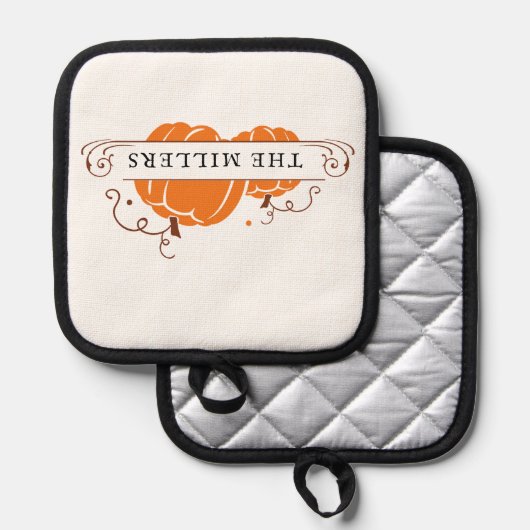 Twee pompoenen gepersonaliseerd pannenlap (Voorkant / Achterkant)