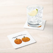 Twee pompoenen Happy Halloween Kartonnen Onderzetters (Insitu)