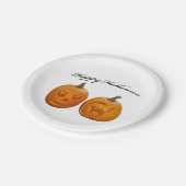 Twee pompoenen Happy Halloween Papieren Bordje (Gekanteld)