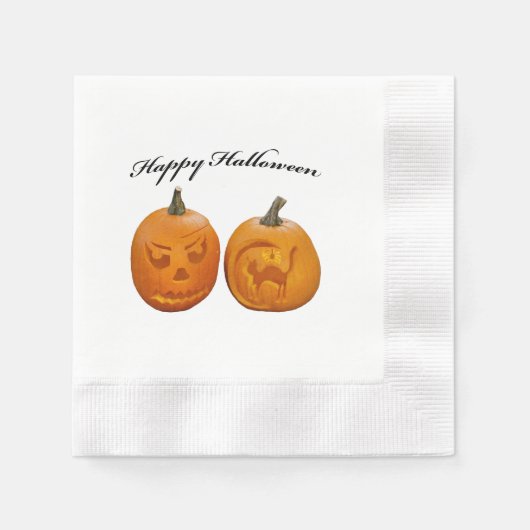 Twee pompoenen Happy Halloween Servet (Voorkant)