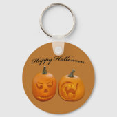 Twee pompoenen Happy Halloween Sleutelhanger (Voorkant)