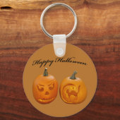 Twee pompoenen Happy Halloween Sleutelhanger (Voorkant)