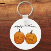 Twee pompoenen Happy Halloween Sleutelhanger (Voorkant)