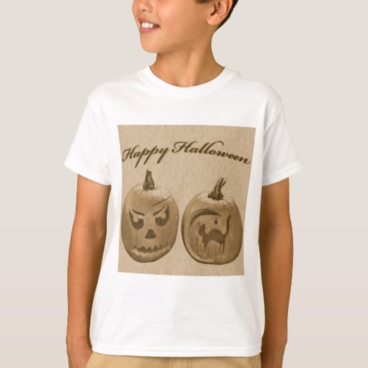Twee pompoenen Happy Halloween T-shirt (Voorkant)