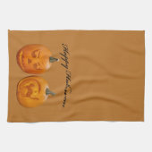 Twee pompoenen Happy Halloween Theedoek (Horizontaal)