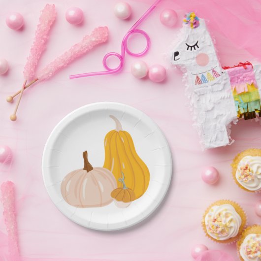 Twee pompoenen papieren bordje (Feest)