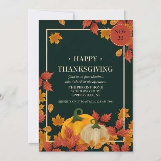 Twee pompoenen Thanksgiving uitnodiging (Voorkant)