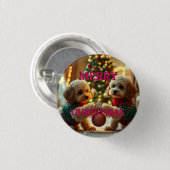 TWEE POOIDELS DIE KERST Vieren Ronde Button 3,2 Cm (Voorkant /achterkant)