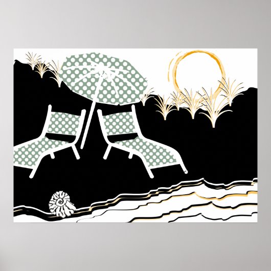 Twee poolhoofdwinkelketens op zonsondergang poster (Voorkant)